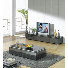 Coffee Table, Black/Gray Mirror W/ Chrome Legs, 49"X25.5"X16
