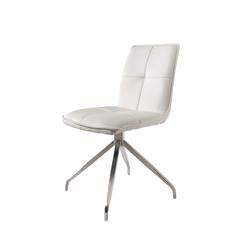 Dining Chair With Pu Seat And Brushed Stainless Steel Leg, Set Of 2