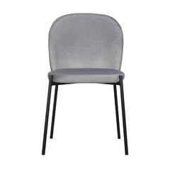 Dining Chair with Fabric Seat and Black Metal legs, Set of 2