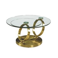 Motion Coffee Table W/ Gold Base, 31.5"-53"X31.5"X17"H