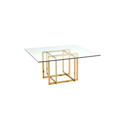 Square Glass Table,Clear 12Mm, Gold Base