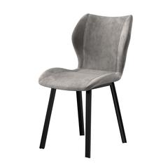 Fabric Dining Chair/Black Legs, Grey Velvet, Set Of 4