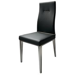 Black Dining Chair With Brushed Stainless Steel, Set Of 4