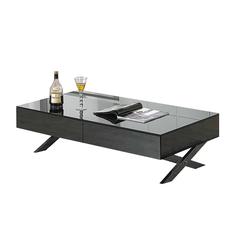 Coffee Table, Black/Gray Mirror W/ Chrome Legs