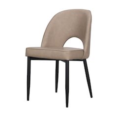 Dining Chair with PU Seat and Black Metal legs, Set of 2