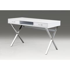 White Top Desk With Two Drawers/Chrome Base