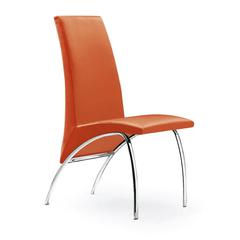 Chair,Orange Pu Chrome Leg, Set Of 2