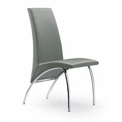 Gray Chair Pu Chrome Legs, Set Of 2
