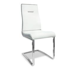 Dining Chair, White Seat With Stainless Steel Base, Set Of 2