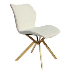 Dining Chair W/ White Seat And Gold Legs, Set Of 4