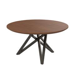 Dining Table With Brushed Gray Stainless Steel Legs
