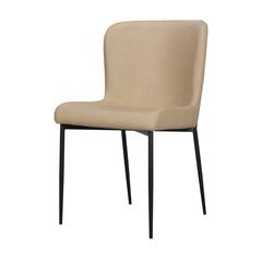 Dining Chair with PU Seat and Black Metal legs, Set of 2