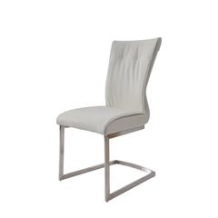 Dining Chair With Pu Seat And Brushed Stainless Steel Leg, Set Of 2