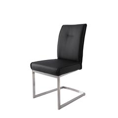 Dining Chair With Pu Seat And Brushed Stainless Steel Leg, Set Of 2