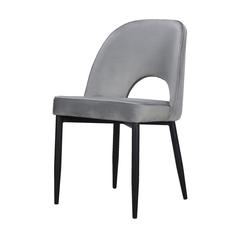 Dining Chair with Fabric Seat and Black Metal legs, Set of 2