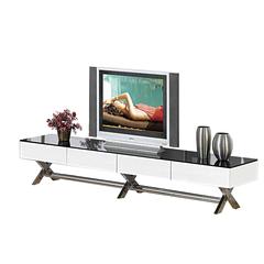 Tv Stand, Black/White Glass W/ Chrome Legs,  79"X18"X16"H