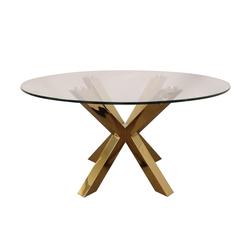 Rd Glass Top Dining Table W/ Gold Base 54"Rd