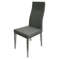 Light Gray Dining Chair With Brushed Stainless Steel, Set Of 4
