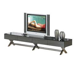 Tv Stand, Black/Gray Mirror W/ Chrome Legs,  79"X18"X16"H