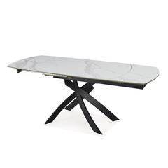 Dining table with Sintered stone top and black metal legs