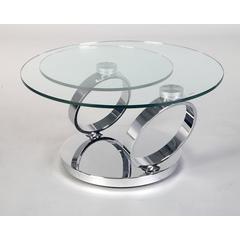 Motion Coffee Table W/ Chrome Base, 31.5"-53"X31.5"X17"H