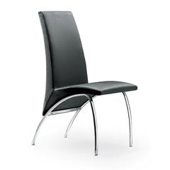 Chair,Black Pu Chrome Leg, Set Of 2