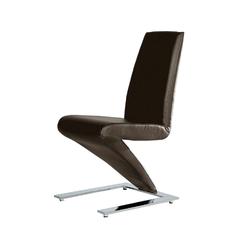 High Back "Z"D Chair,Dark Brown Pu, Set Of 2