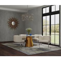 54'' White Top Mable Dining Table With Brushed Gold Base