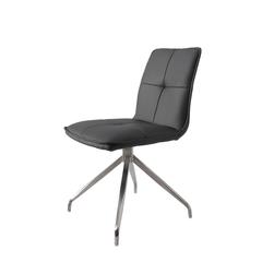 Dining Chair With Pu Seat And Brushed Stainless Steel Leg, Set Of 2