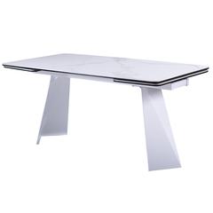 White Ceramic Extension Dining Table with White Metal leg