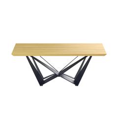 Dining Table With Natural Wood Top And Black Metal Legs