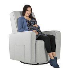 Evolur Holland Upholstered Swivel Glider And Ottoman | Rocker I Included Ottoman And Bonus Lumbar Pillow I Modern Design, 613-HARBOR