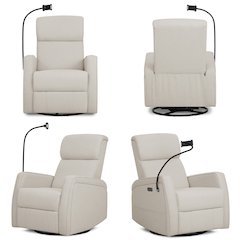 Evolur Noah Power Recline Glider With 275-Degree Swivel, Power Recline