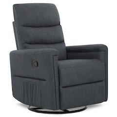 Evolur Peyton Manual Recline Glider with Full 360-Degree Swivel