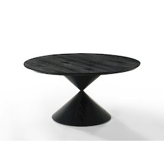 Haven 59" Round Ebony Black Pedestal Dining Table with Hourglass Base