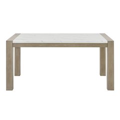 Tabitha 66"W Rectangular White Faux Marble Top Dining Table in Light Oak Finish