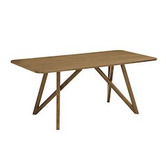 Darla 70"W Rectangular Walnut Oak Geometric Cross Base Dining Table