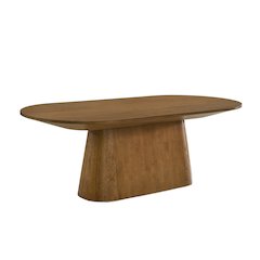 Andrew 88-inch Dining Table, Walnut Finish, Wood Dining Table with Pedestal Base