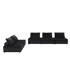 Anna Black Velvet 5 Pc Sofa and Loveseat
