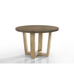 Brutus Vintage Walnut 47" Wide Contemporary Round Dining Table with Wheat Colored Base