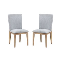 Caspian Set of 2 Gray Linen and Oak Finish Dining Chair