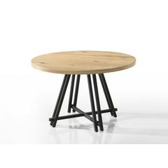 Tate Oak Finish 47" Round Dining Table with Metal Base