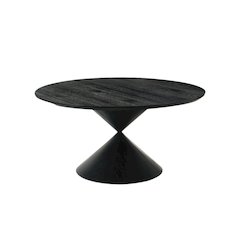 Round Dining Table, Ebony Black, Hourglass Base