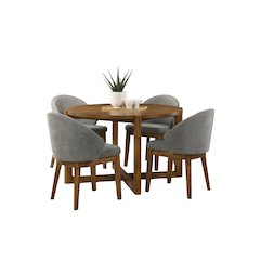 Andrew 5-Piece Round Dining Set with 47-inch Walnut Finish Table and 4 Chairs
