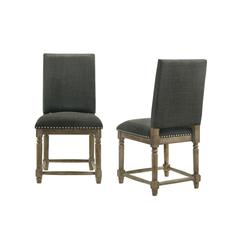 Everton Set of 2 Gray Fabric Dining Chair with Nailhead Trim