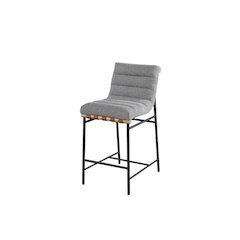 Counter Height Chair, Gray Boucle, Cognac PU