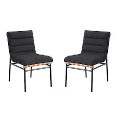 Lahni Black Boucle Fabric Set of 2 Dining Chair with Black Iron Legs