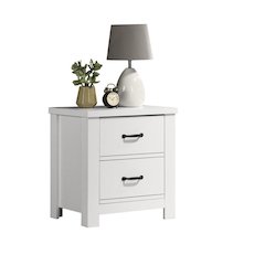 Cassini White 2-Drawer Nightstand Bedside Table