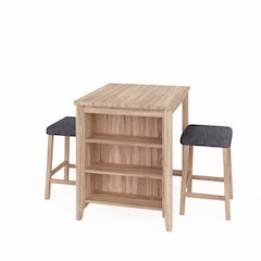 Dawson 36"W Oak Finish 3-PC Counter Height Table Set