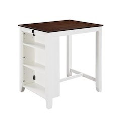 White Finish Small Space Counter Height Dining Table with USB Charging Ports